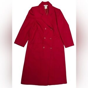 Stephanie Andrews Red Wool Double Breasted Long Coat Women’s Size 10 Peacoat
